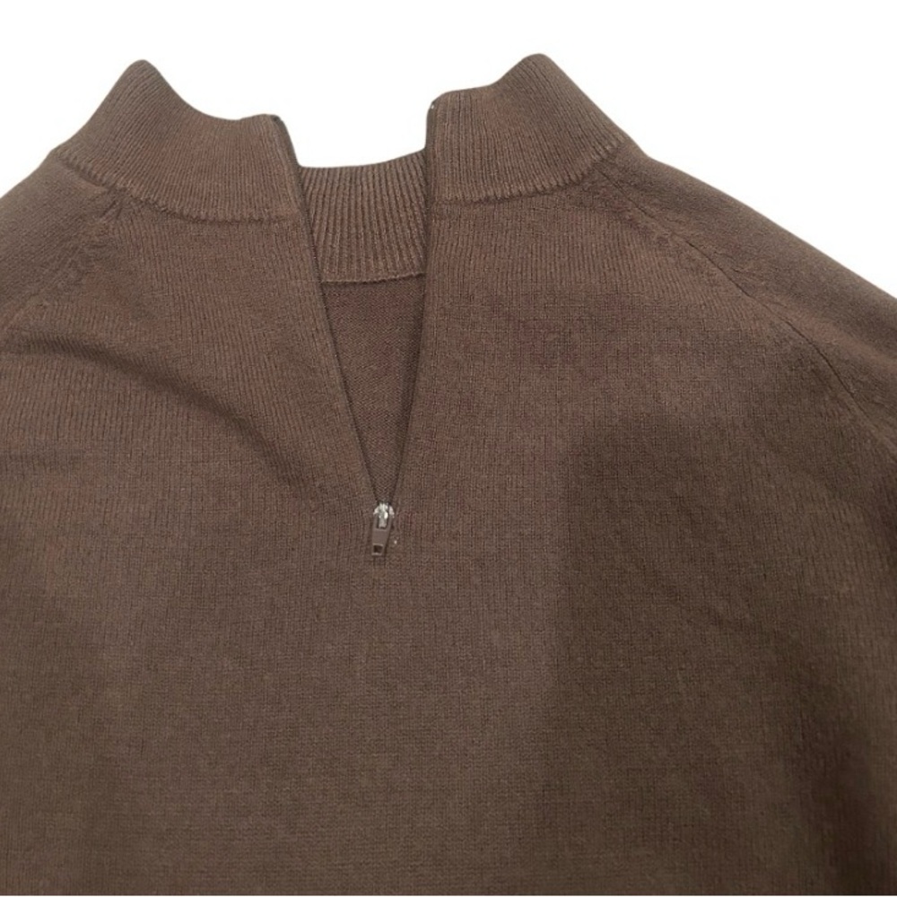 Crystal Kobe Quarter Zip Sweater | Chocolate Brown | Size M - Picture 2 of 6
